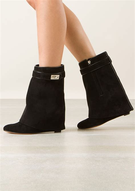 givenchy shark lock wedge ankle boot black|givenchy shark lock boots sizing.